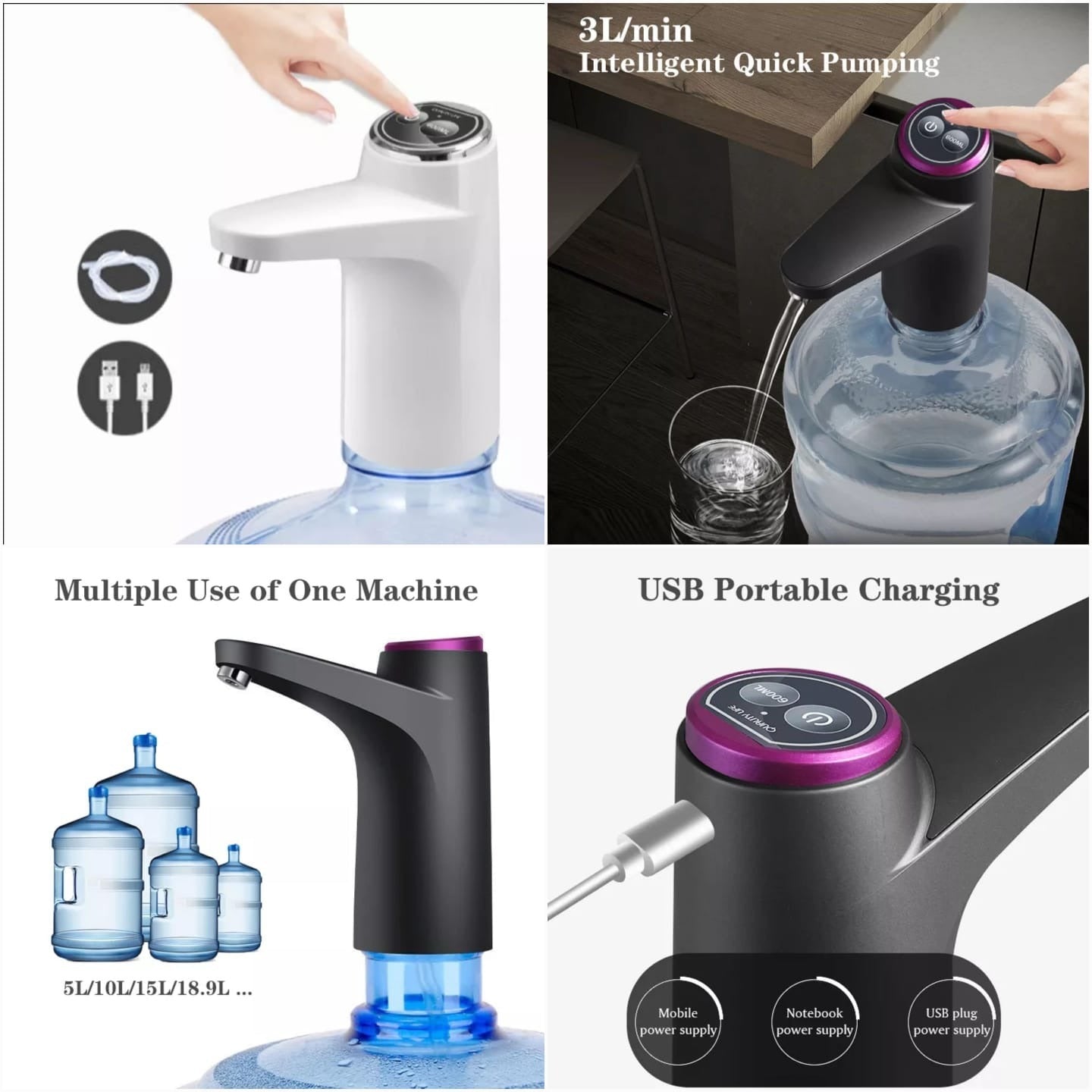 Touch Intelligent Electric Water Pump – Rechargeable Automatic Dispenser For Bottled Water With One -Touch Operation