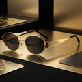 Gold Oval Metal Frame Sunglasses | Retro Fashion Women's Eyewear