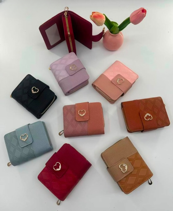 Premium Imported Ladies Check Flap Wallet with Zipper & Card Slots